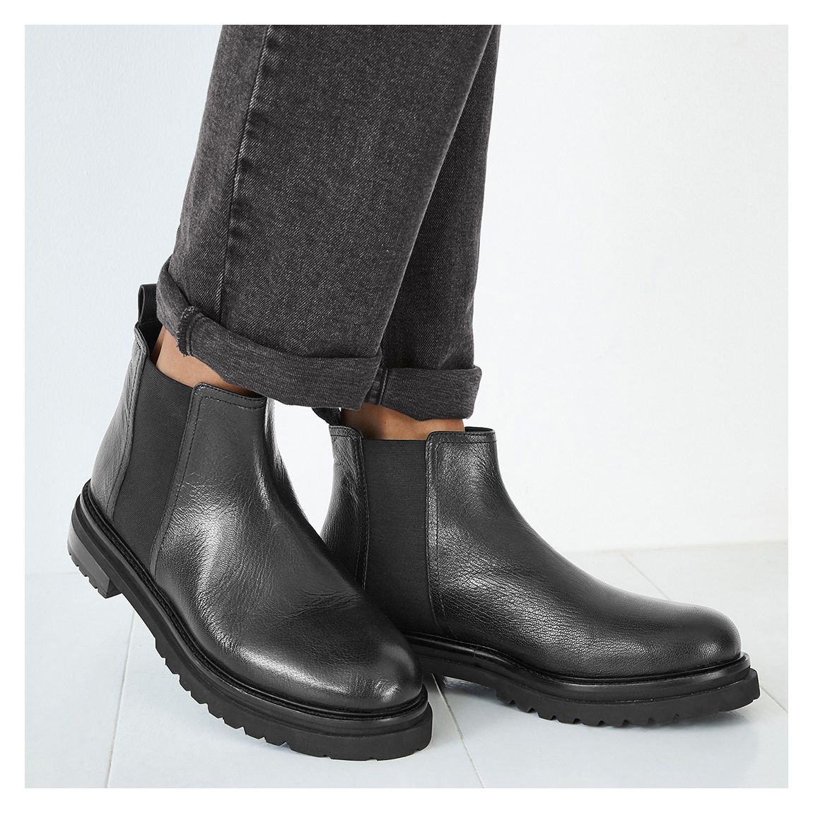 Black Bailey Leather Boots main product photo