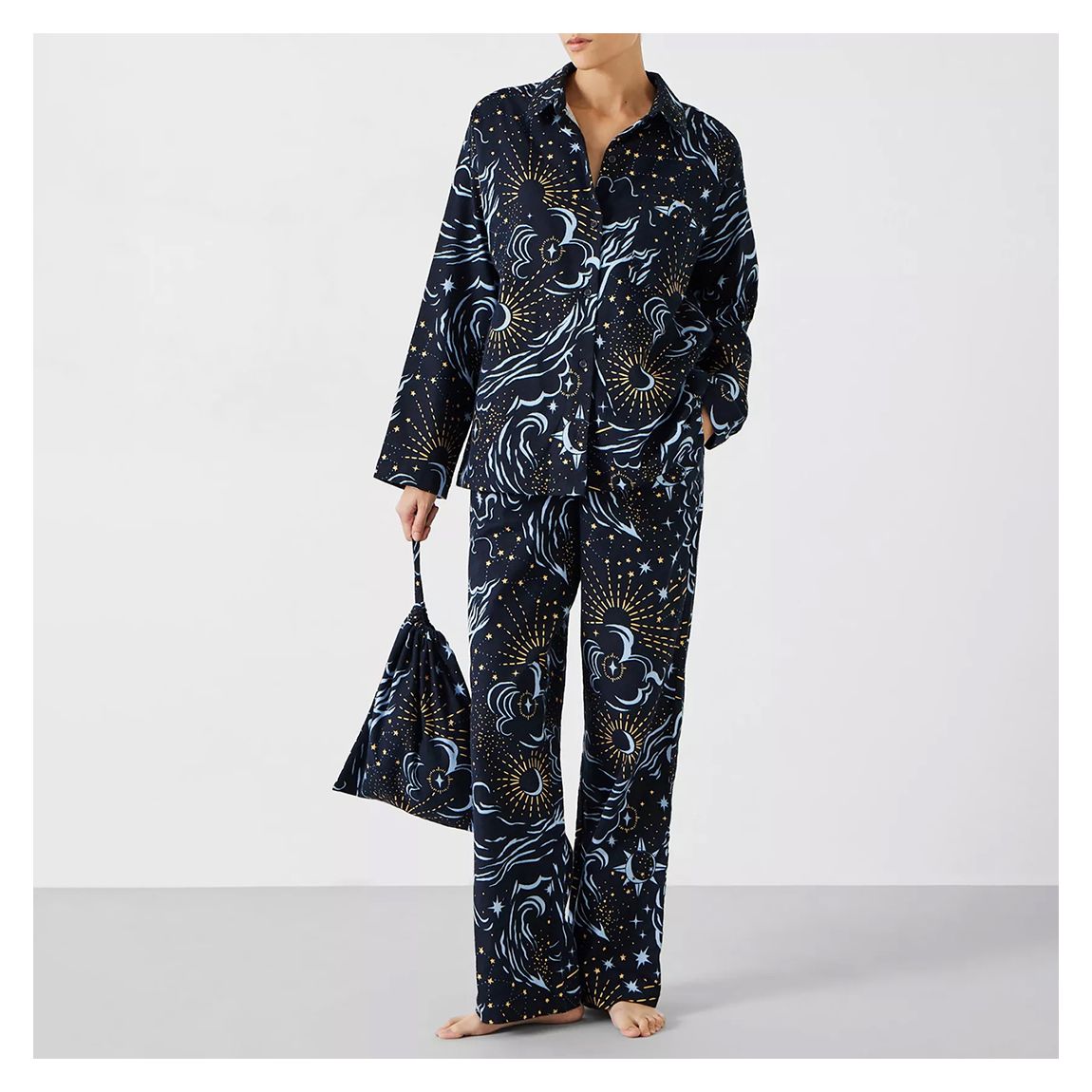 Navy Sadie Cotton Pyjama Set main product photo