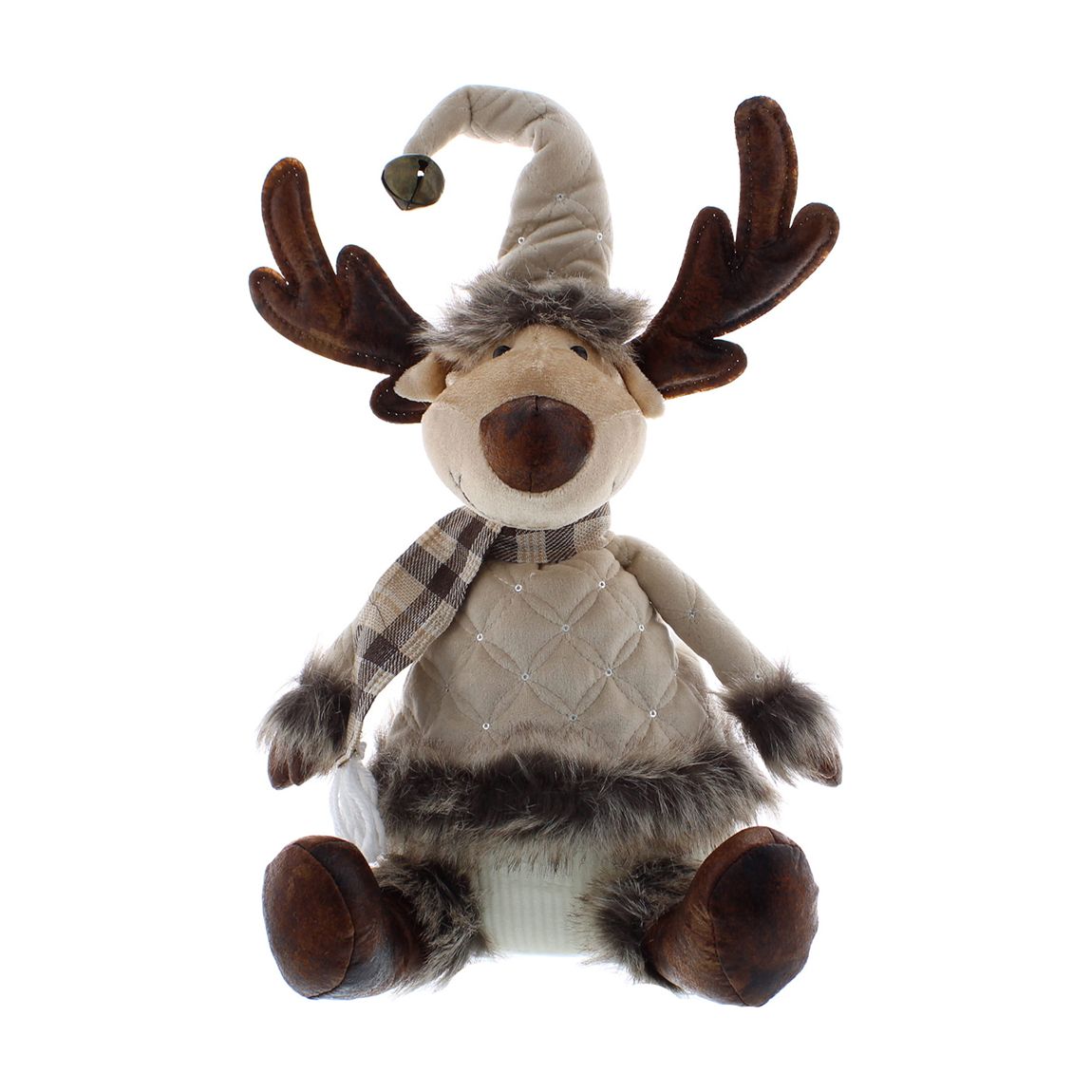 Cream/Brown Sitting Plush Reindeer, 39cm main product photo