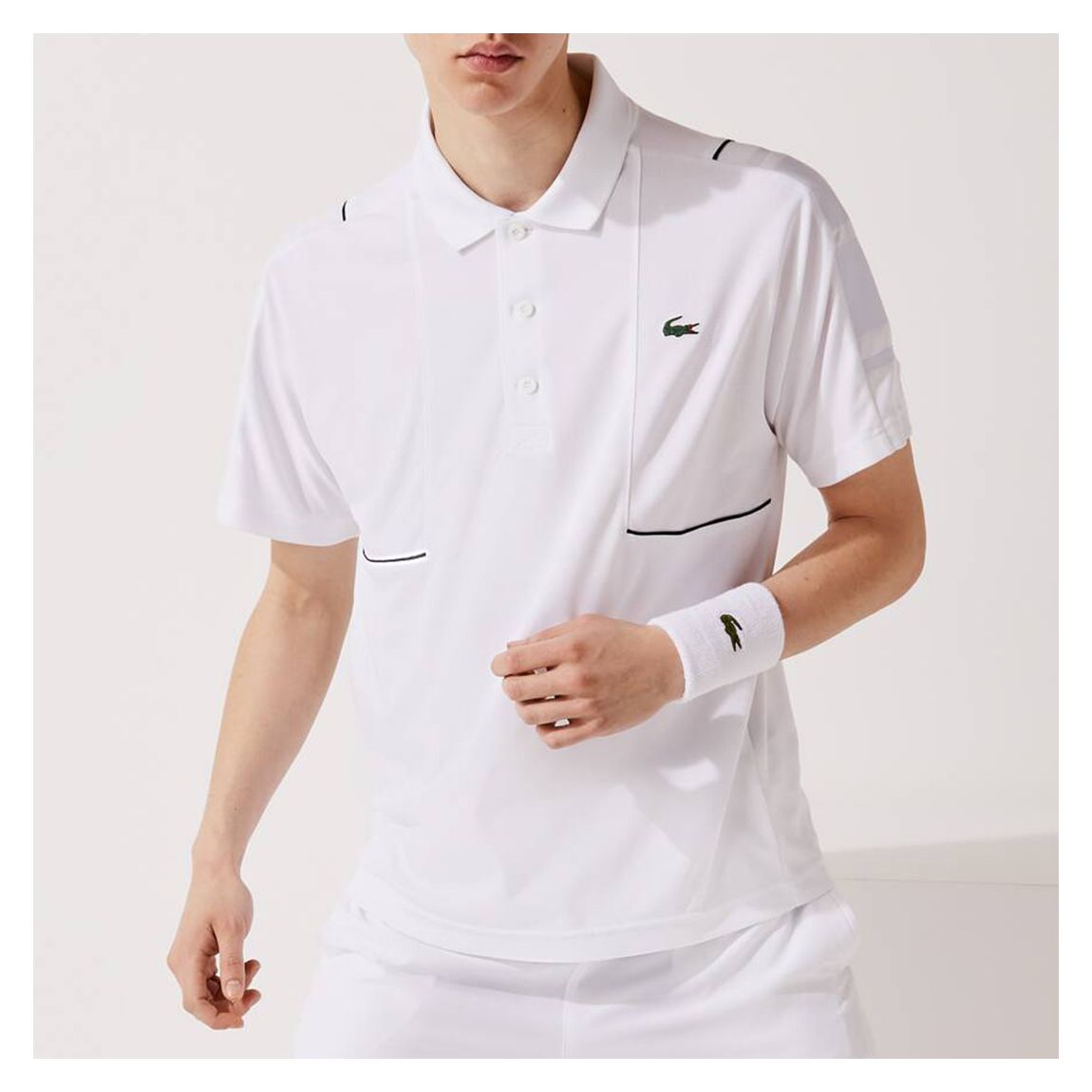 White 3 Button Placket Polo Shirt main product photo