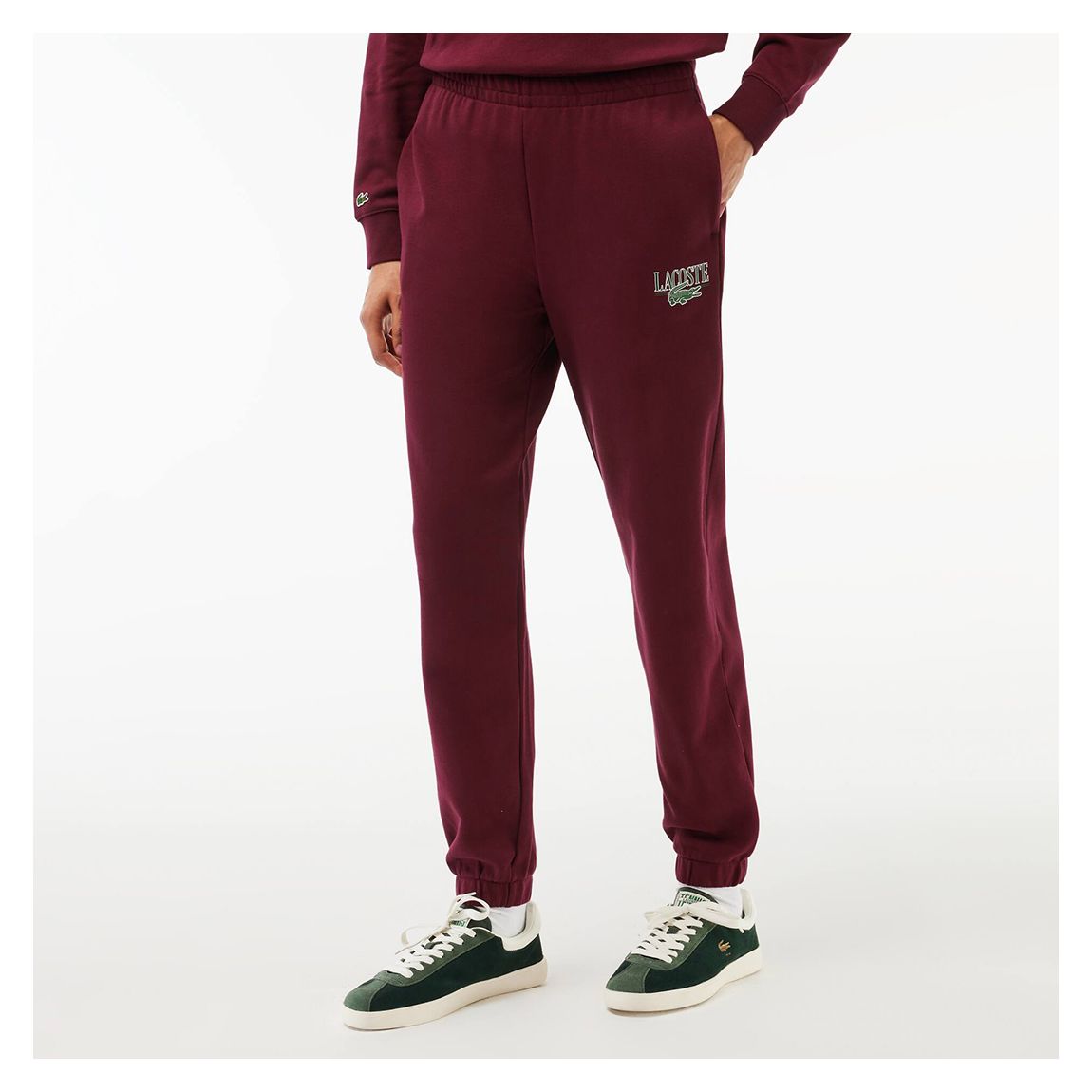 Dark Red Embroidered Cotton Blend Tracksuit Bottoms main product photo
