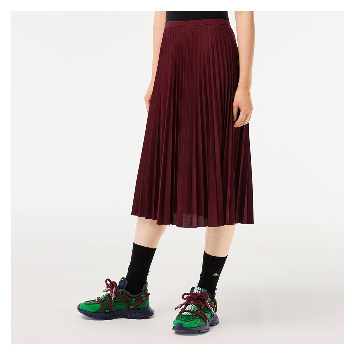 Dark Red Pleated Midi Skirt main product photo