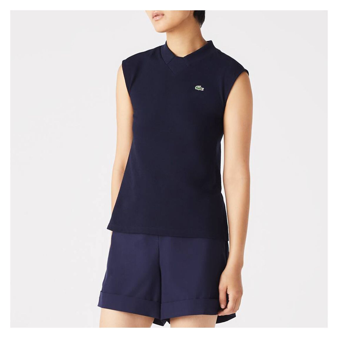 Navy V-Neck Cotton Blend Top main product photo