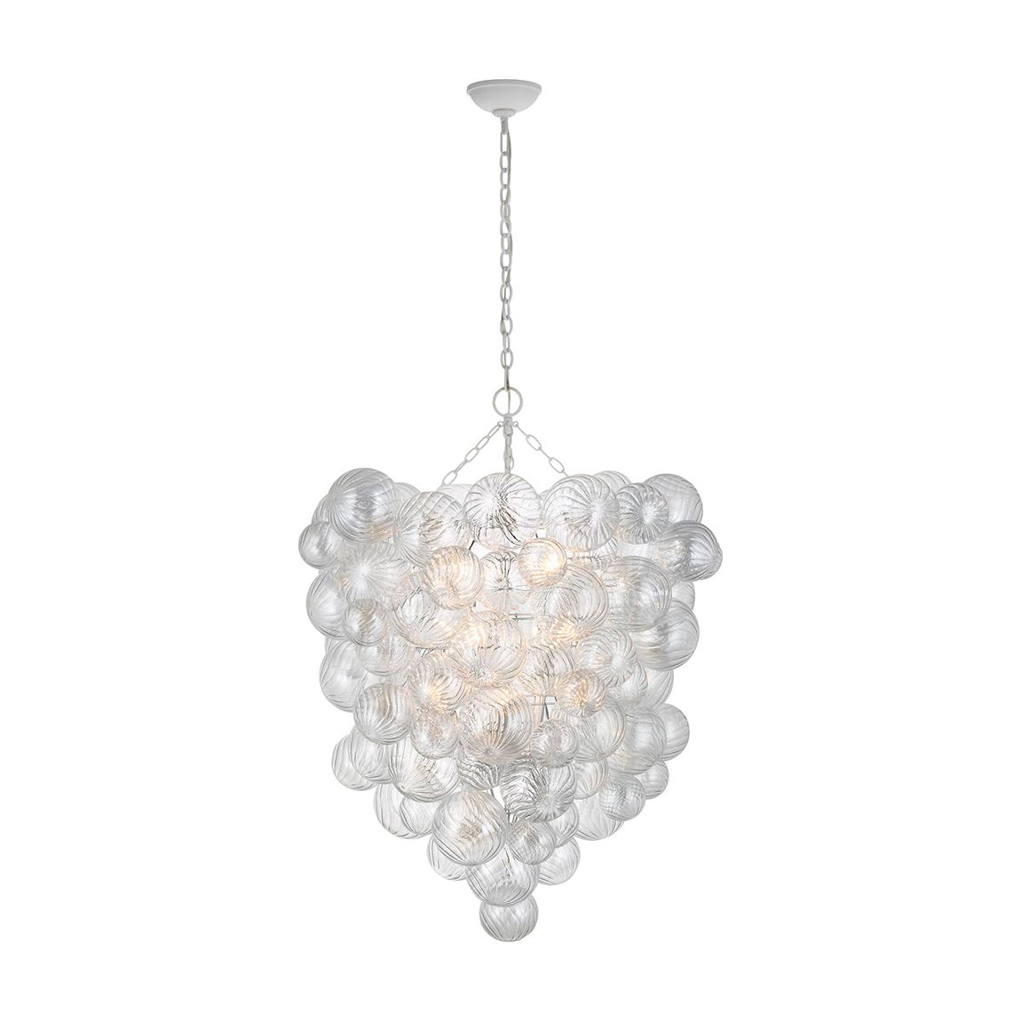 Talia Grande Entry Chandelier in Plaster White with Clear Swirled Glass main product photo