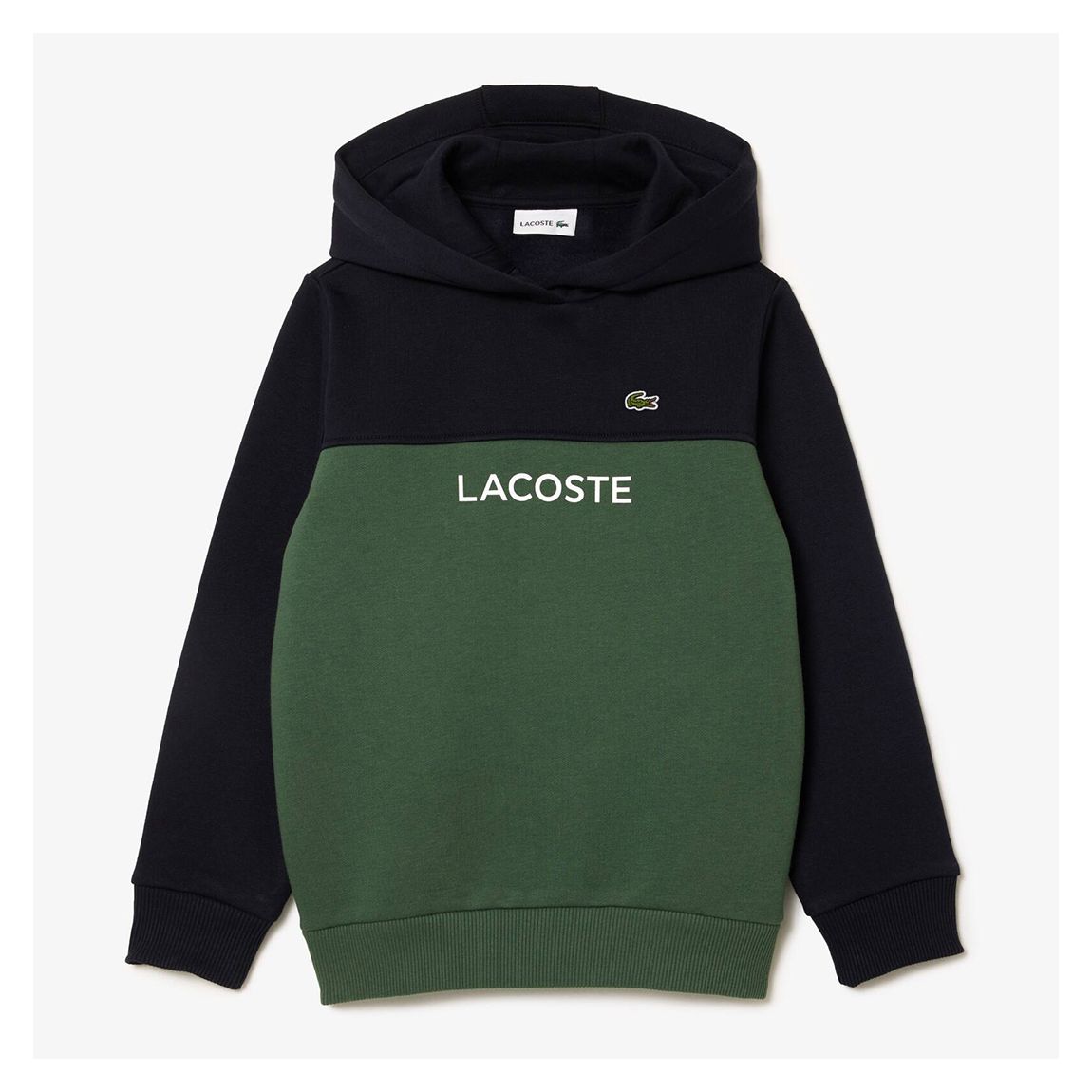 Teen Boy's Black/Green Colour Block Cotton Blend Hoodie main product photo