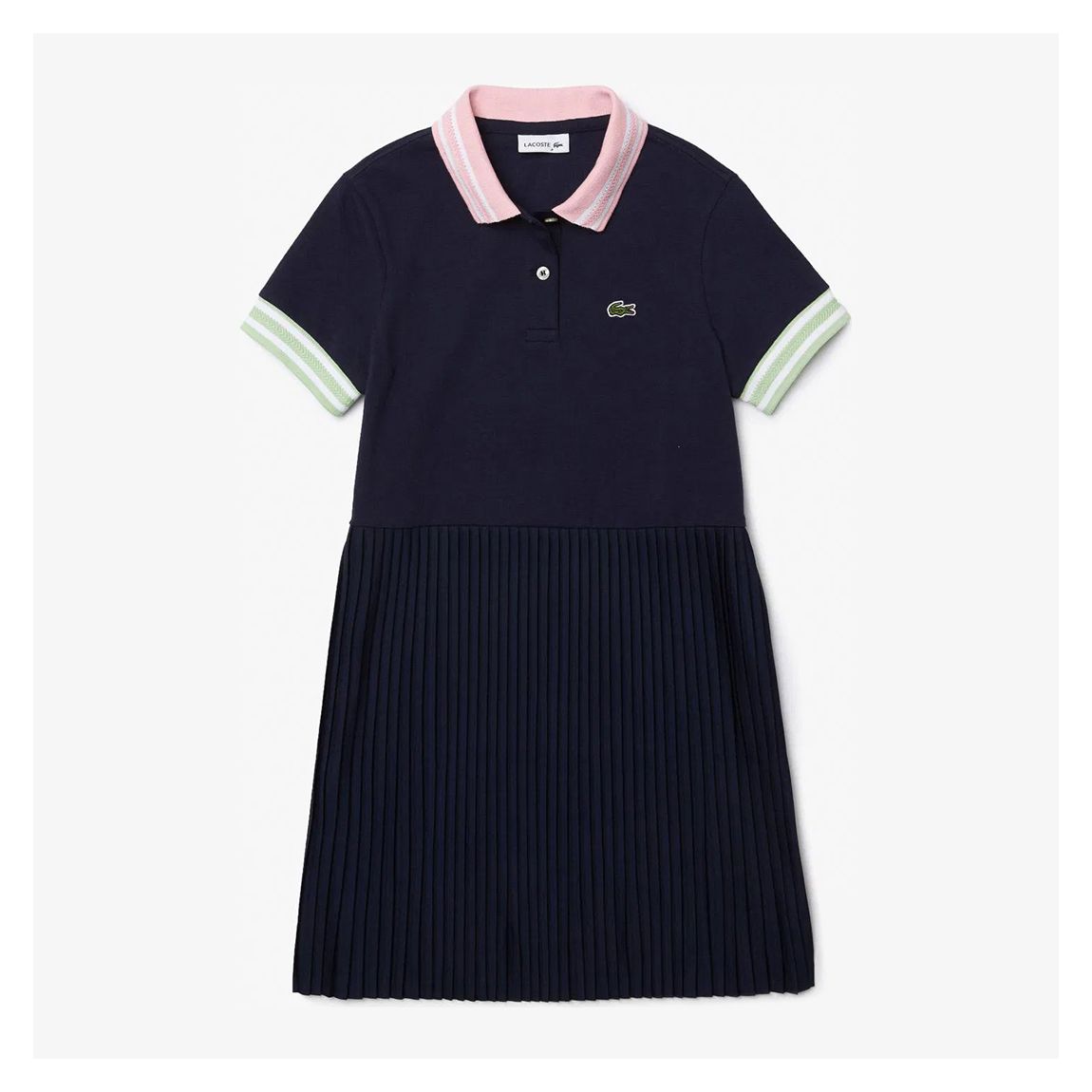 Baby Girl's Navy Pleated Cotton Polo Shirt Dress main product photo