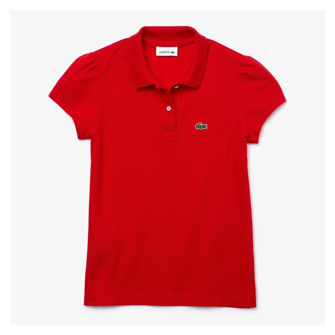 Kid Girl's Red Ruched Cotton Blend Polo Shirt main product photo