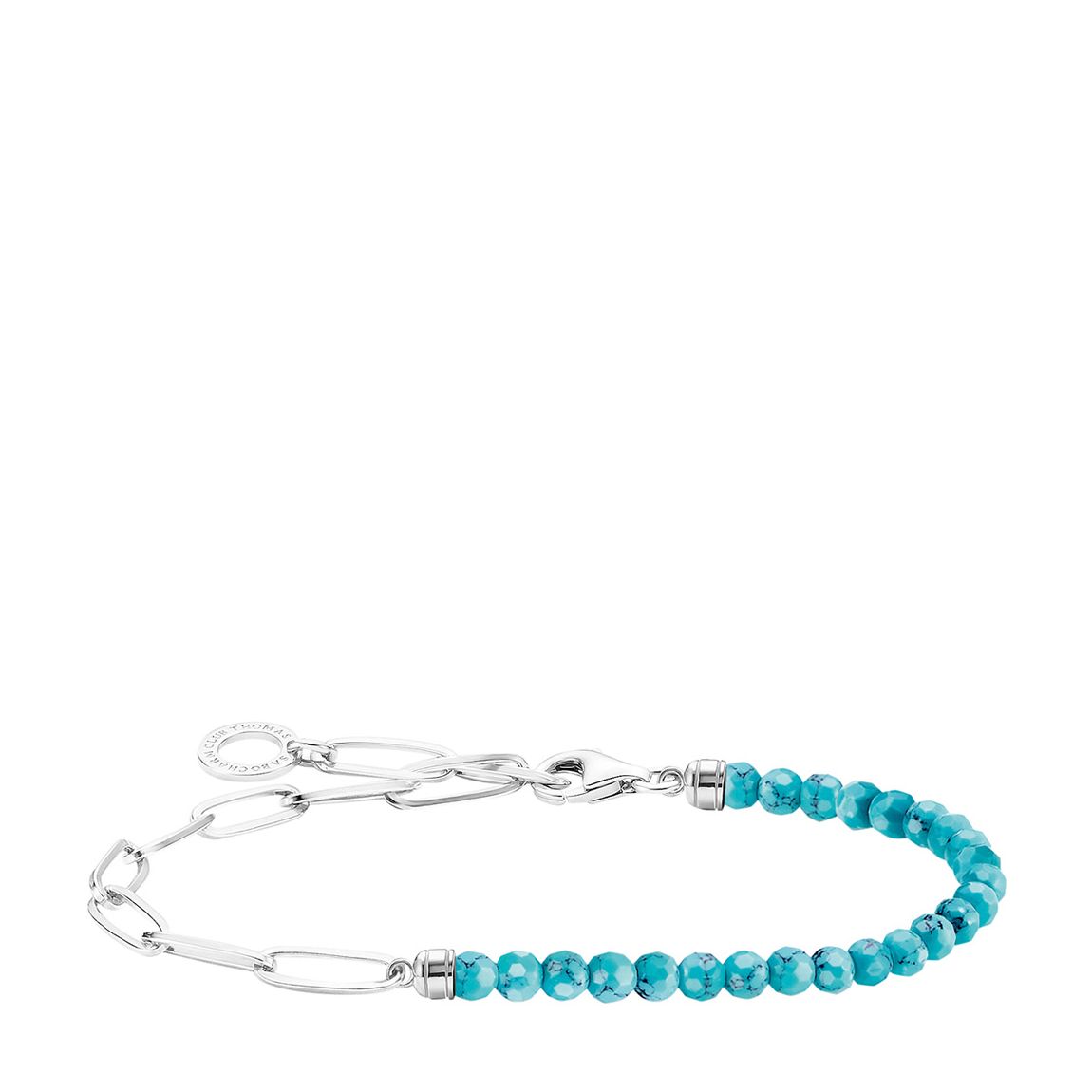 Silver, Turquoise Charm Club Bracelet main product photo
