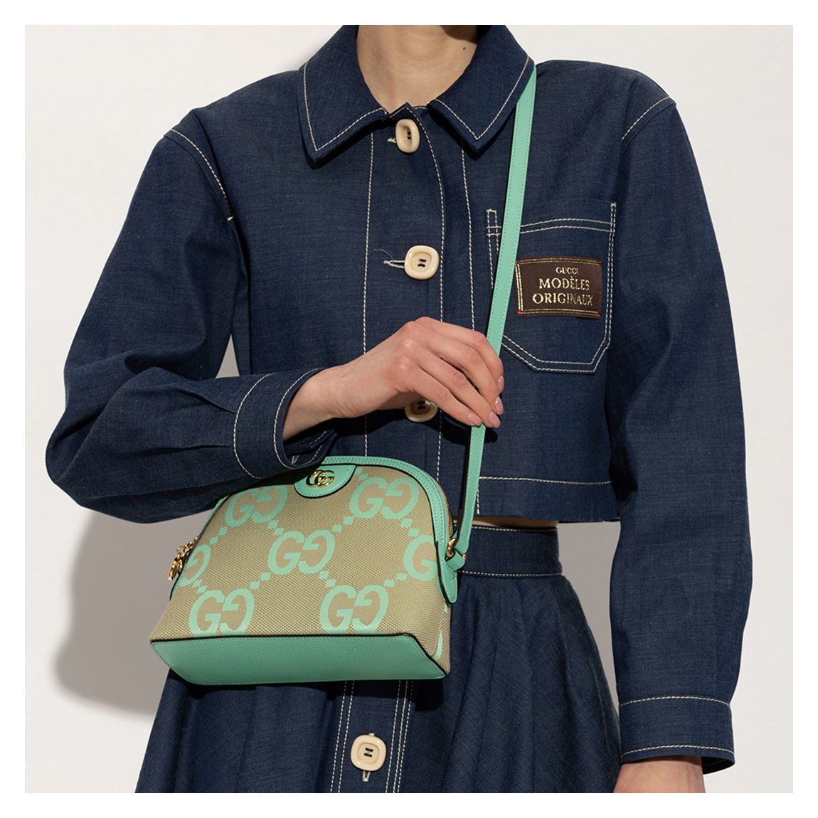 Mint, Camel Ophidia Jumbo GG Small Shoulder Bag main product photo