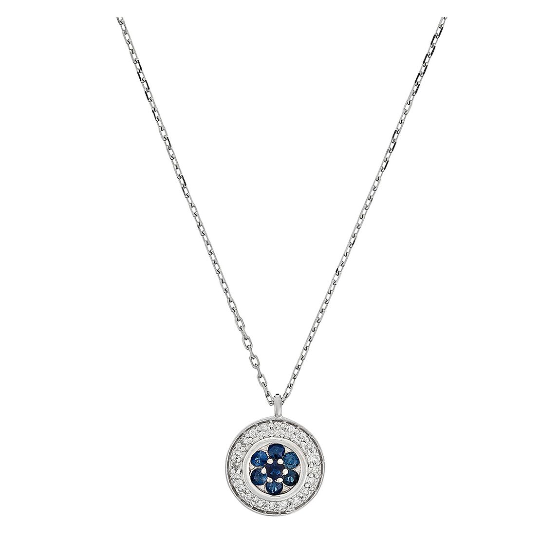 Saphire Diamond Shield Necklace main product photo