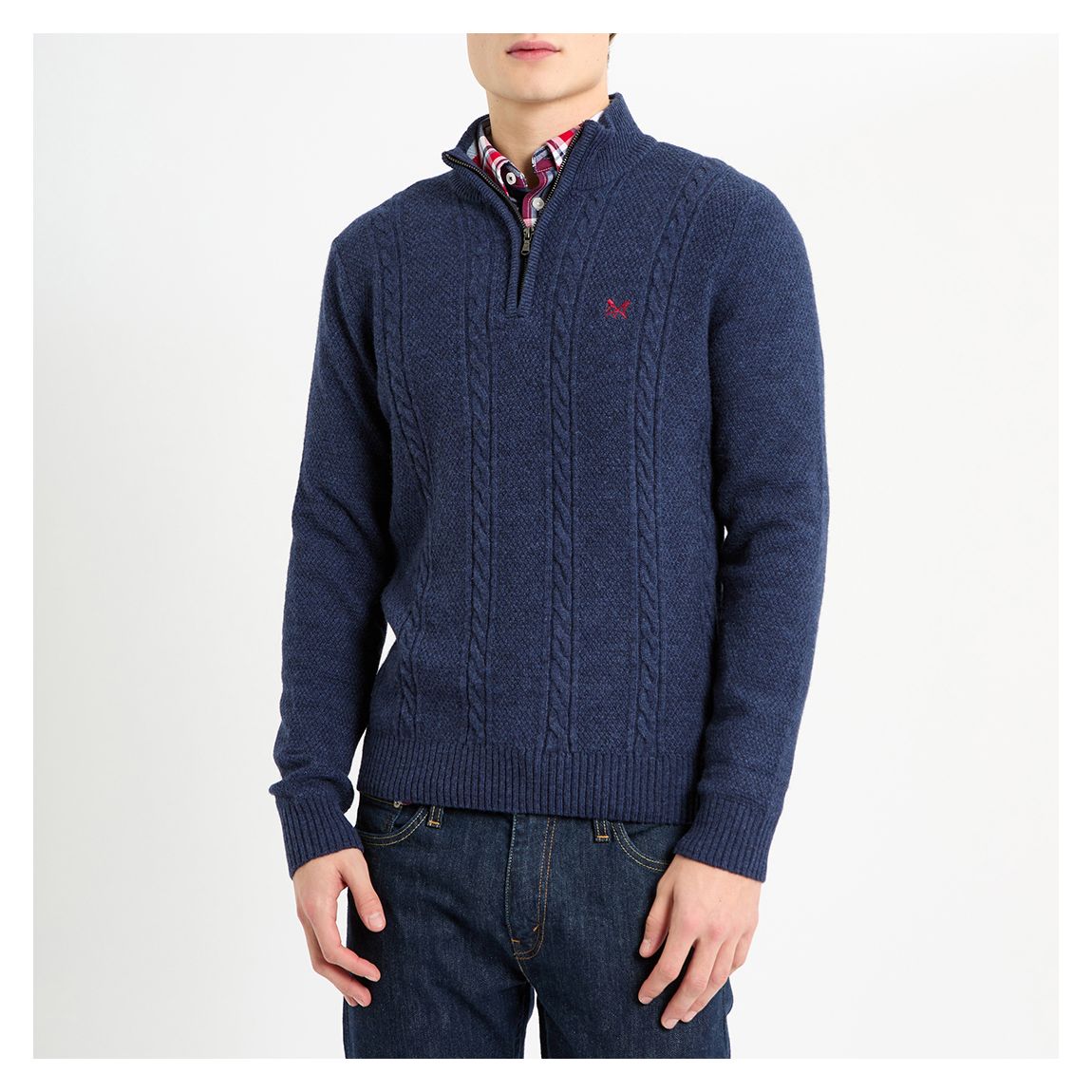 Navy Lambswool Cable 1/2 Zip Jumper main product photo