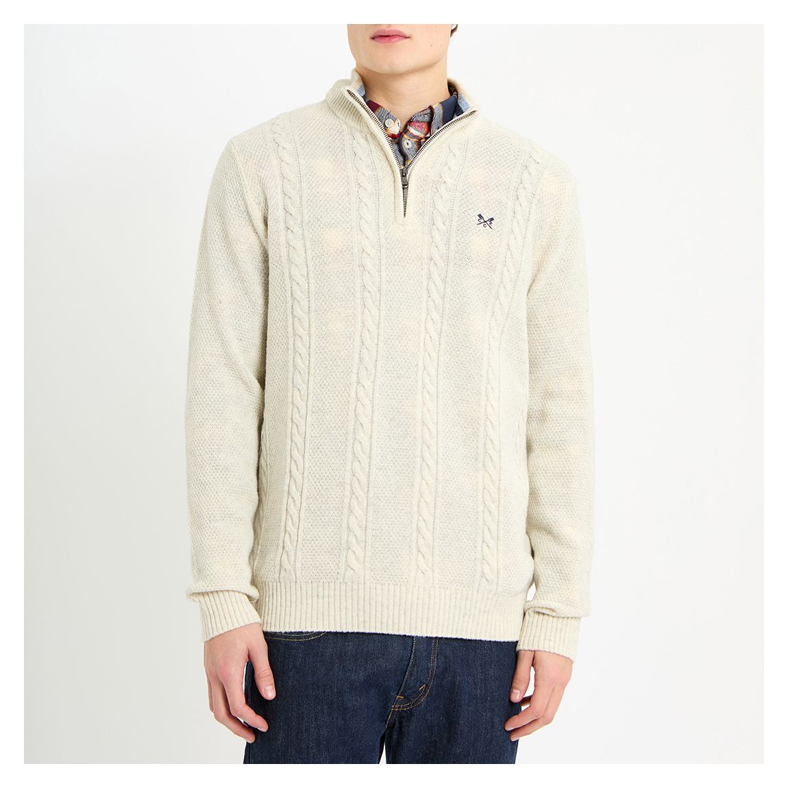 Cream Lambswool Cable 1/2 Zip Jumper main product photo