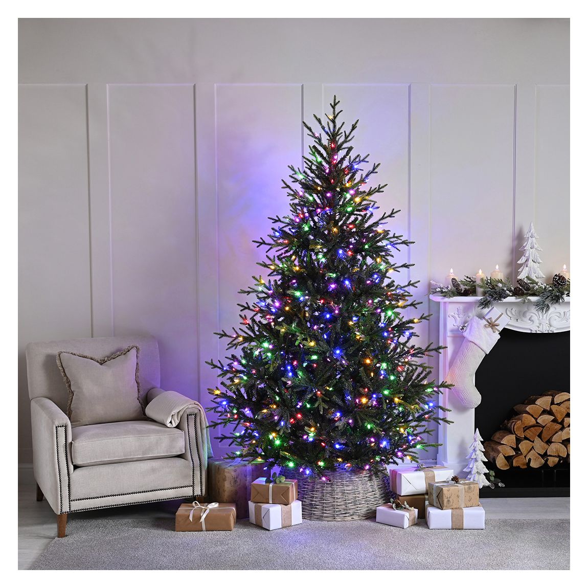 8ft Pre-Lit Winterview Pine Christmas Tree, Instant Light main product photo