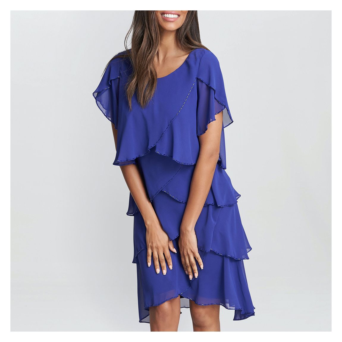 Blue Trysta Bugle Tiered Cocktail Dress main product photo