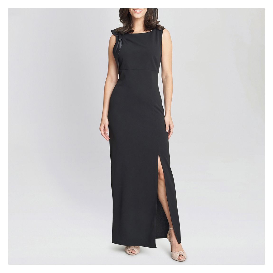 Black Merle Bow Shoulder Maxi Dress main product photo