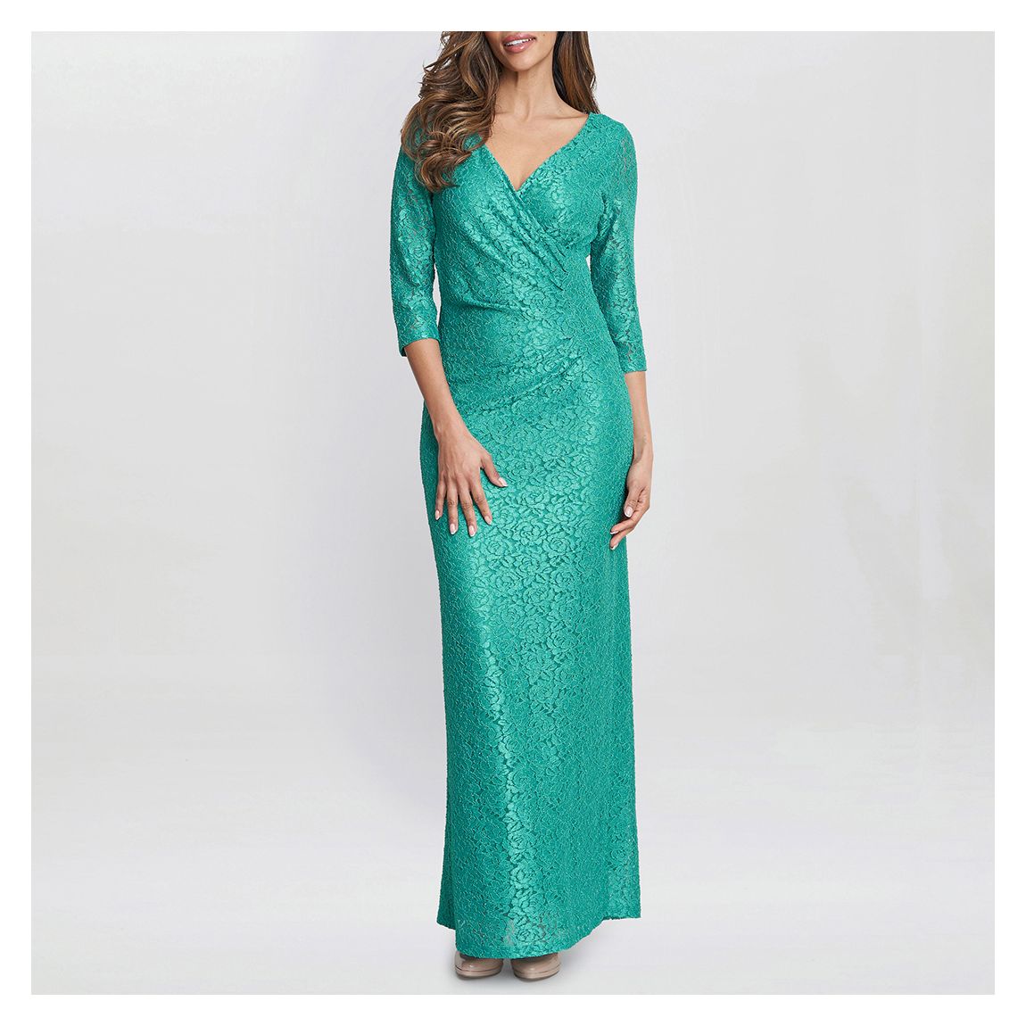 Turquoise Fearne Lace Wrap Maxi Dress main product photo