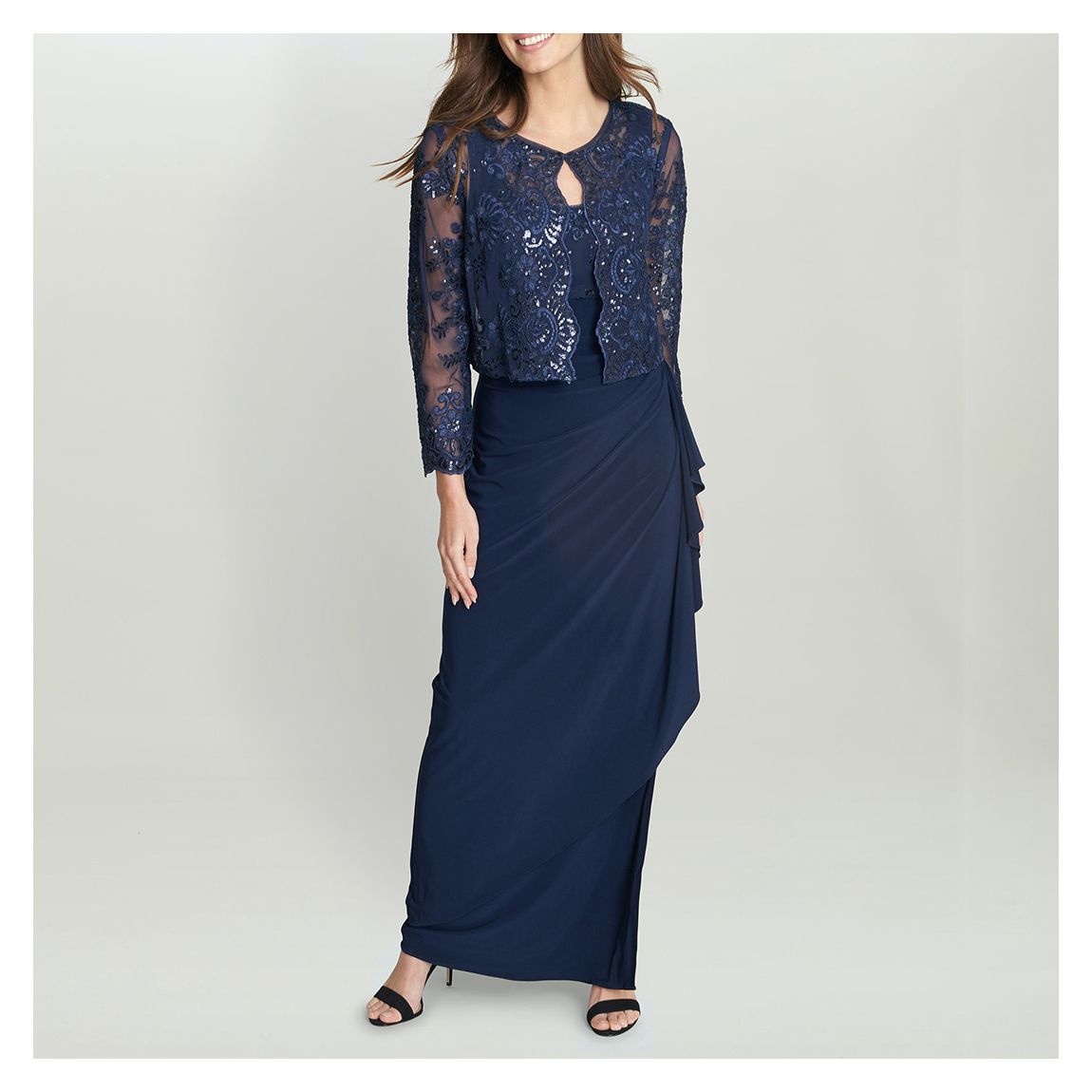 Navy Embroidered Lace 2-Piece Dress main product photo