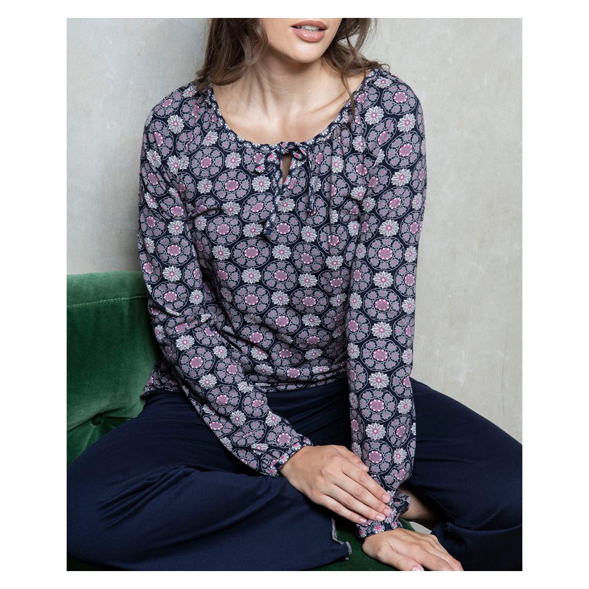 Navy Retro Urban Myth Tunic Tie PJ Set main product photo