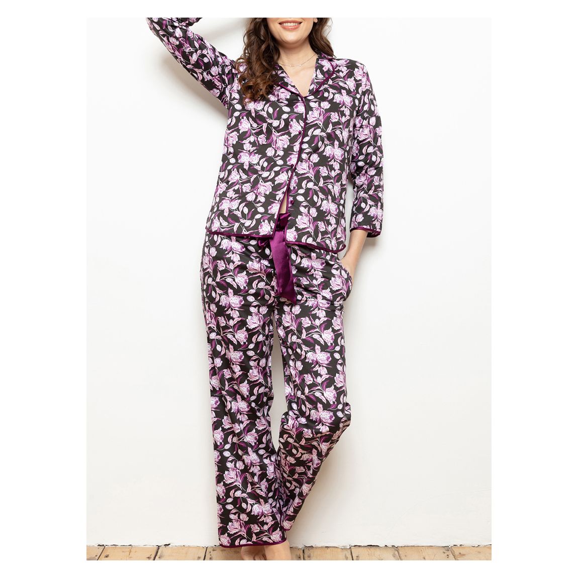 Plum & Pink Super Cotton Sateen Wild Iris PJ Sets main product photo
