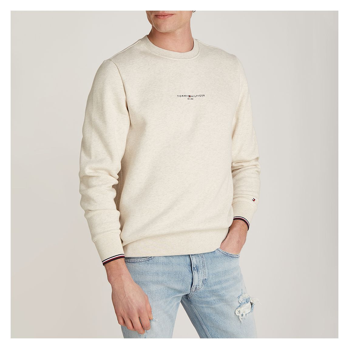 Cream Tipped Crew Neck Sweatshirt main product photo