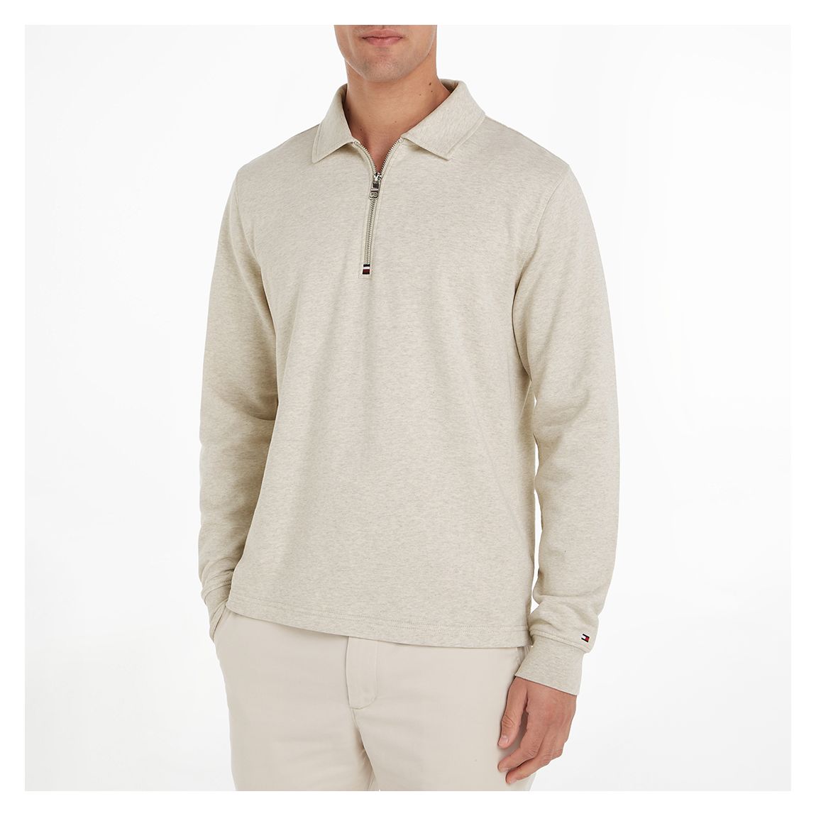 Cream Terry Half Zip Sweatshirt main product photo