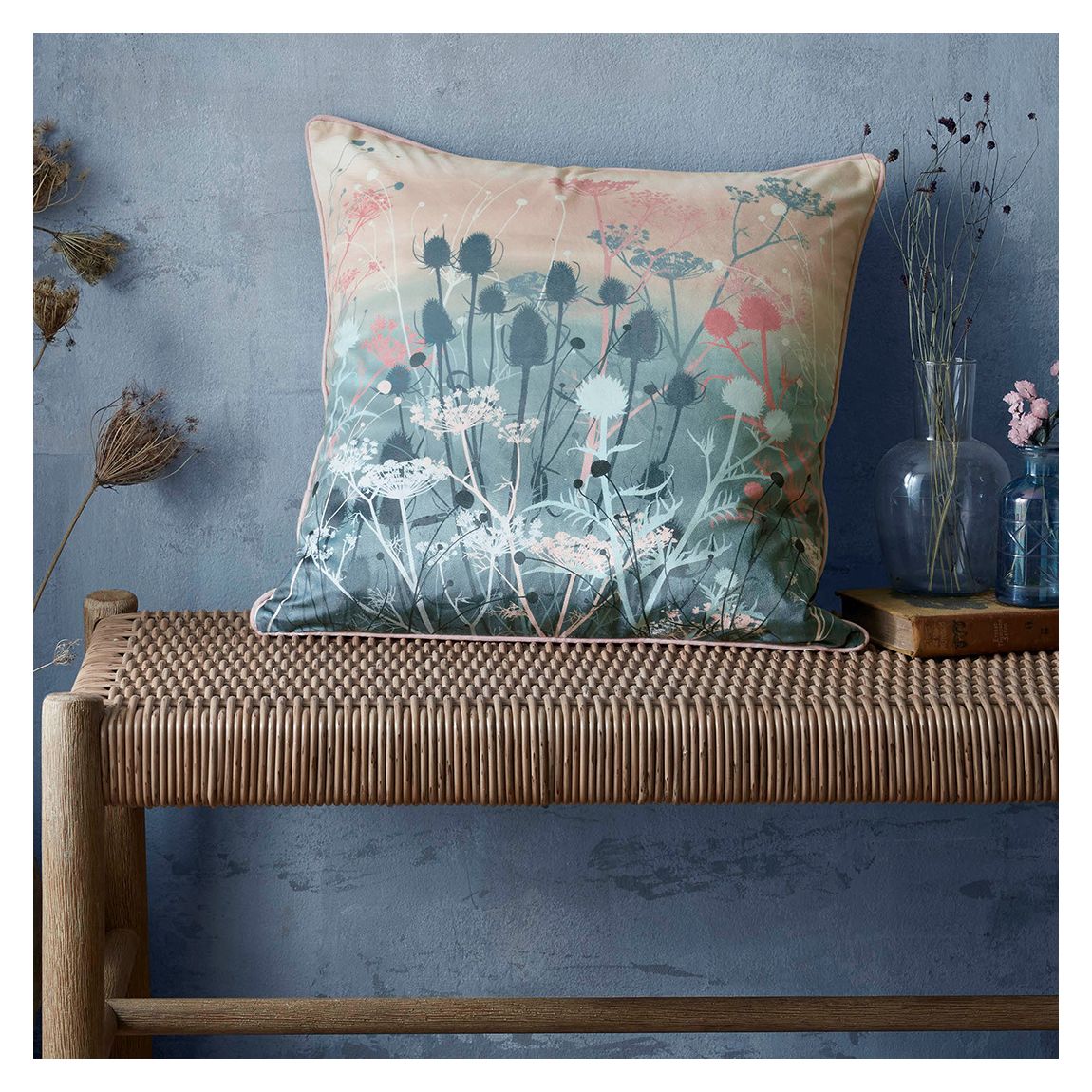 Tanias Garden Feather Cushion, Dusk main product photo
