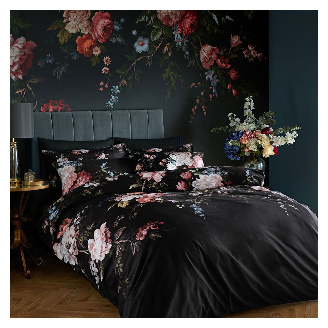 Hague Fleurs Black King Bedset main product photo