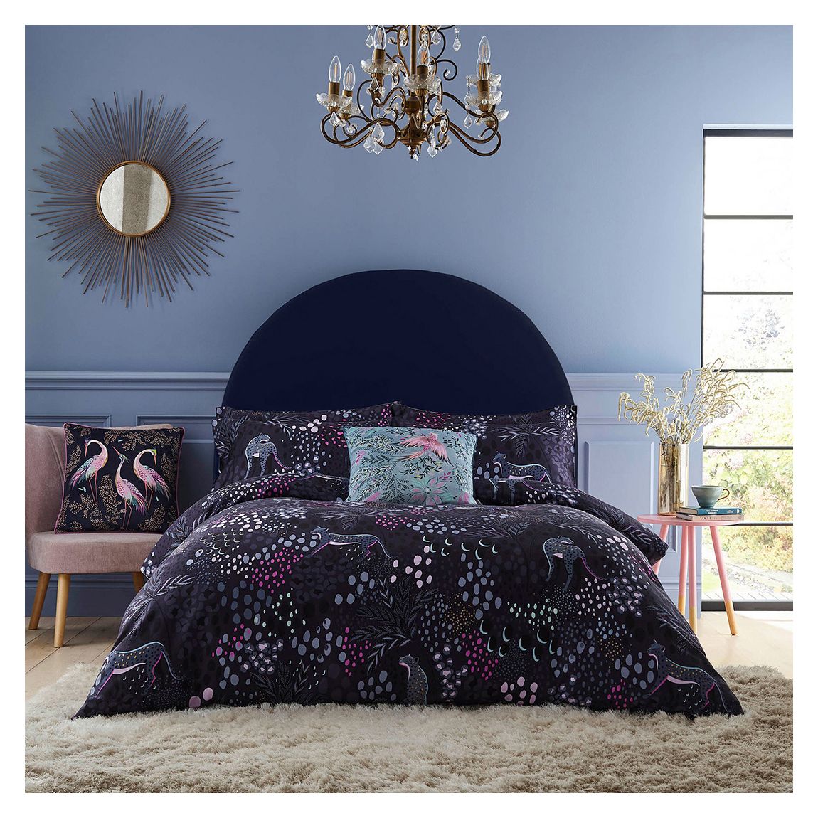 Cheetah Deep Double Bedset, Indigo main product photo