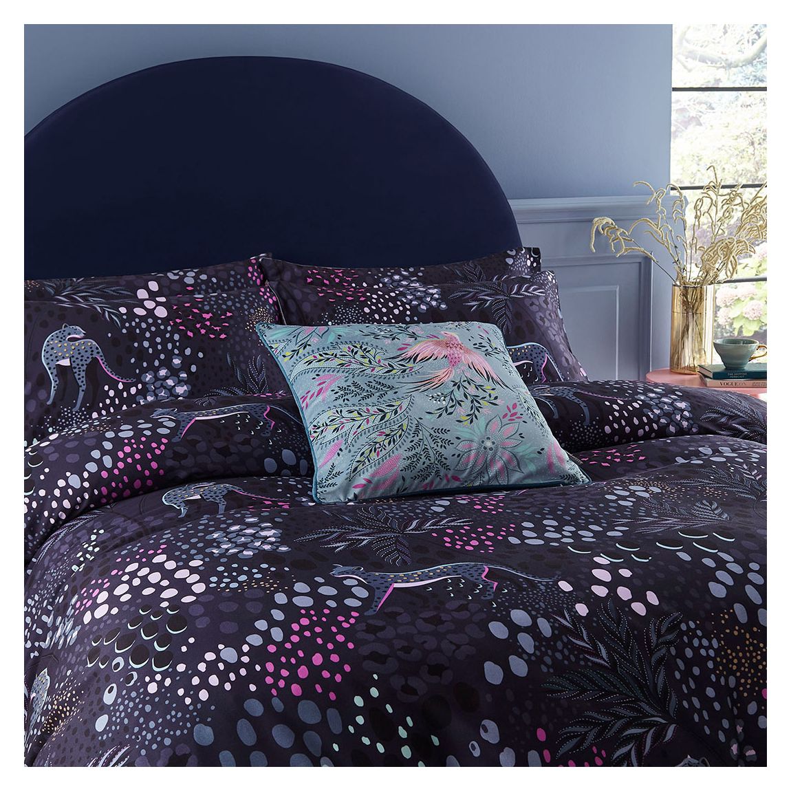 Cheetah Deep Standard Pillowcase Pair, Indigo main product photo