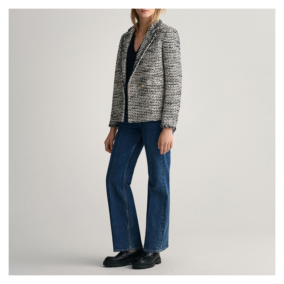 Cream Tweed Wool Blend Blazer main product photo