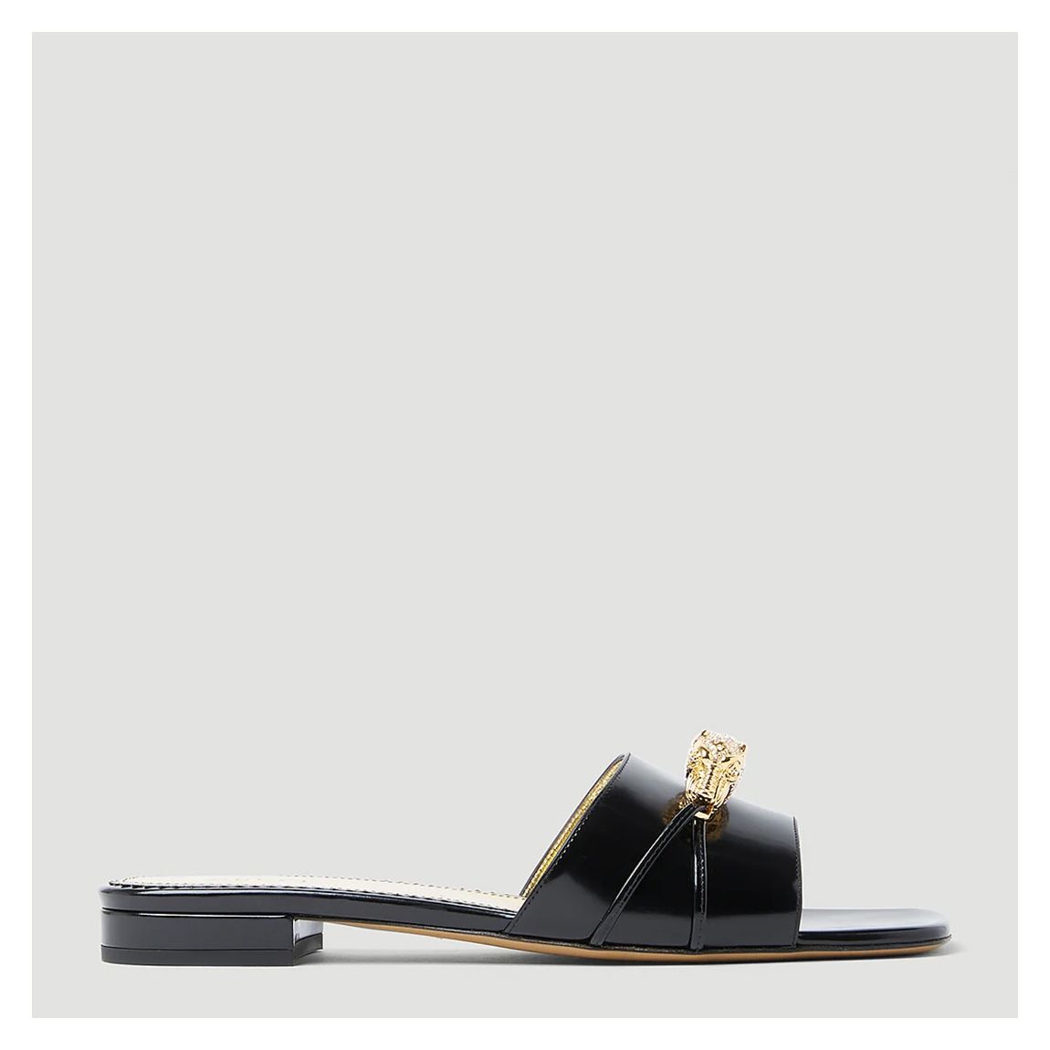 Black Dionysus Leather Flat Sandals main product photo
