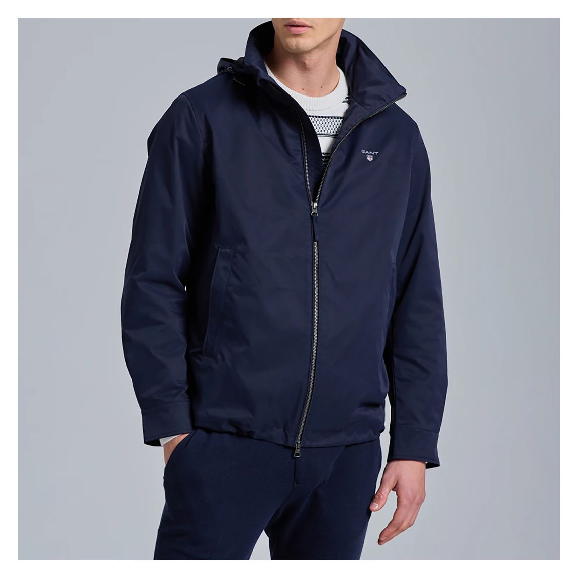 Navy Midlength Hooded Jacket main product photo