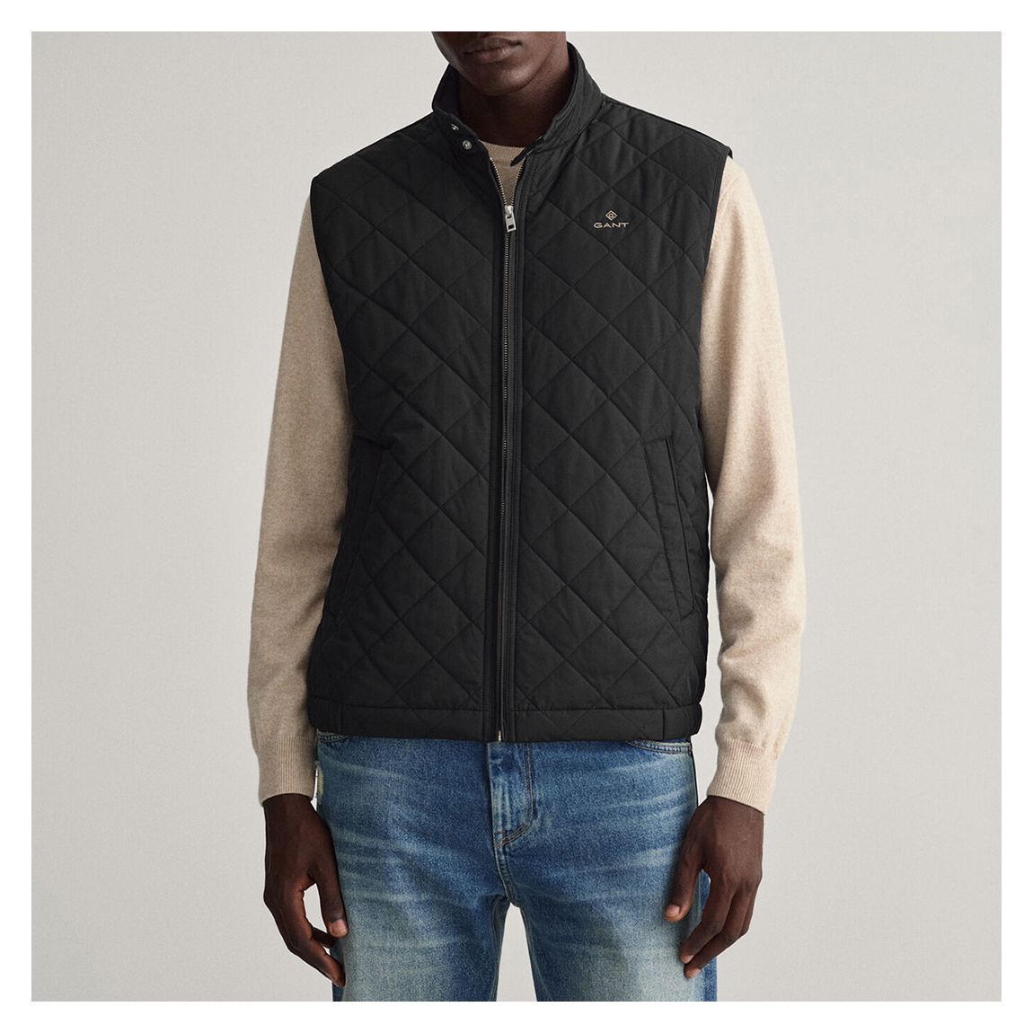 Black Quilted Windcheater Gilet main product photo