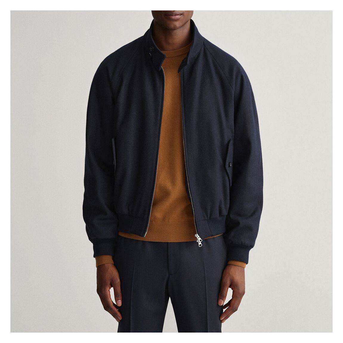Navy Harrington Wool Blend Jacket main product photo