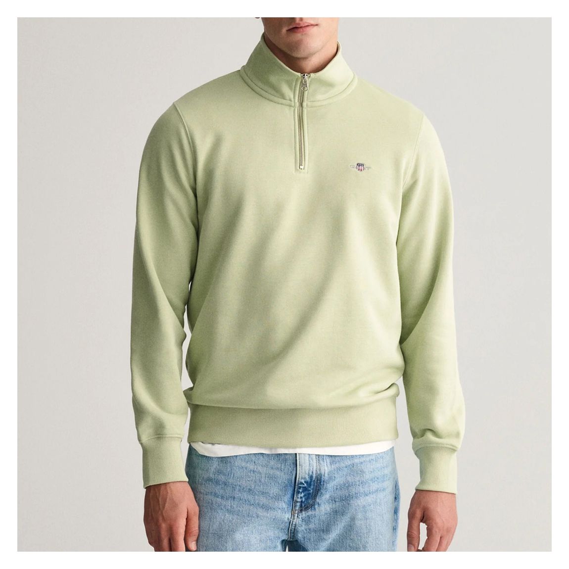 Light Green Half Zip Cotton Jumper main product photo