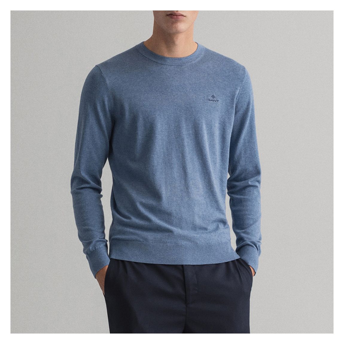 Blue Cotton Cashmere Crew Neck Jumper main product photo