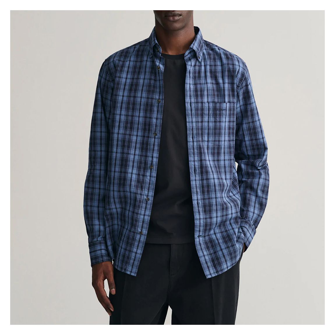 Black Check Poplin Embroidered Shirt main product photo