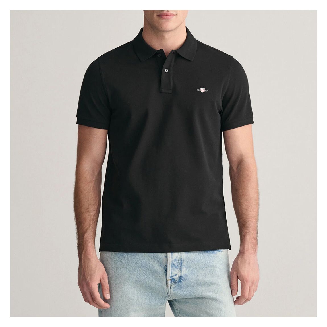 Black Pique Cotton Polo Shirt main product photo