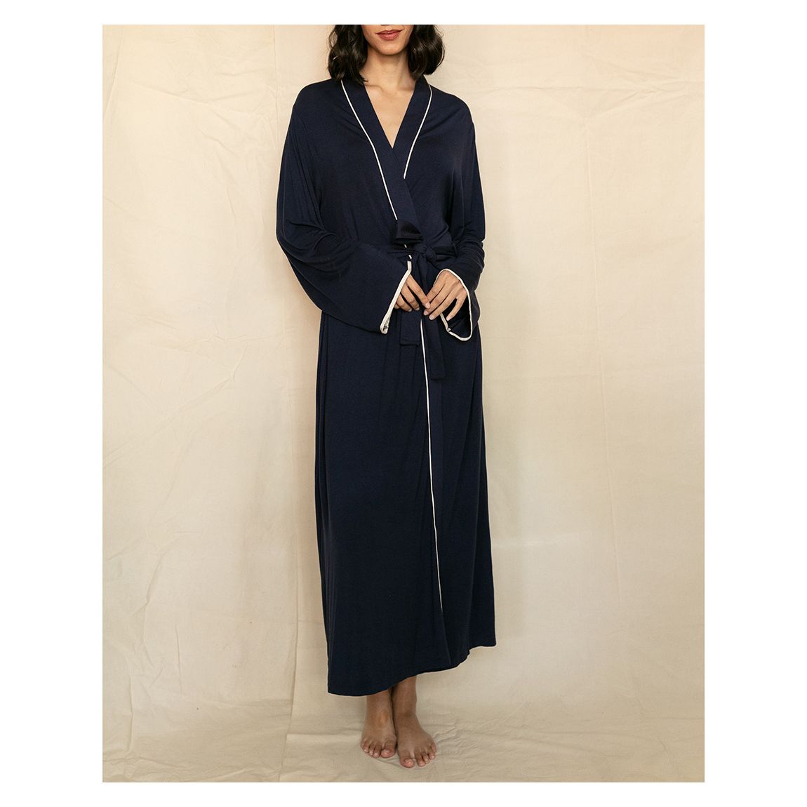 Navy Spitalfields Jersey Dressing Gown main product photo