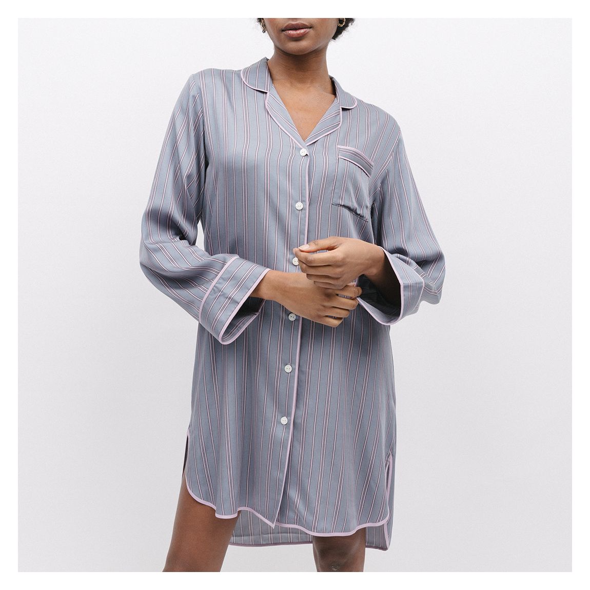 Grey Highgate Printed Stripe Nightshirt main product photo