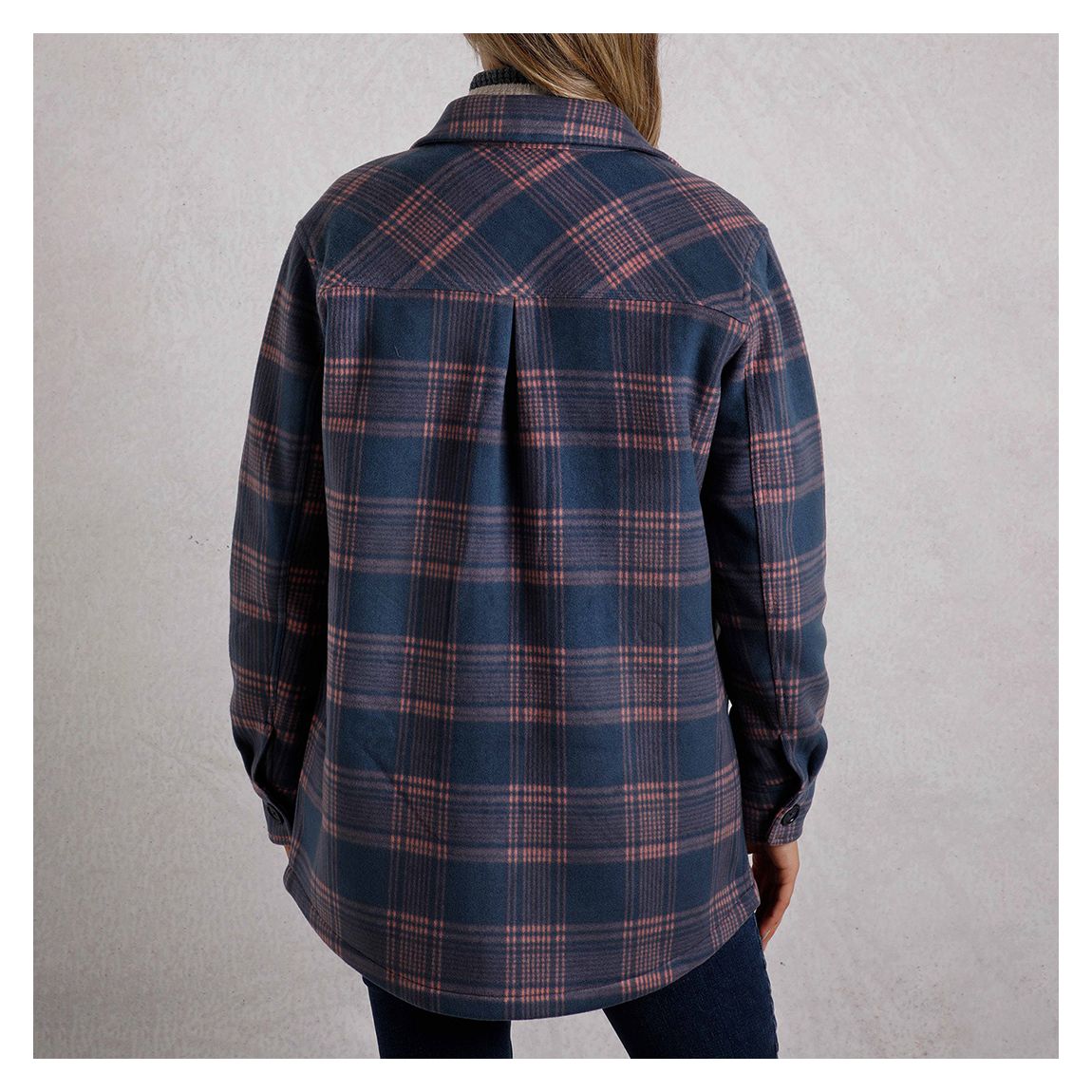Navy Autumn Check Shacket main product photo