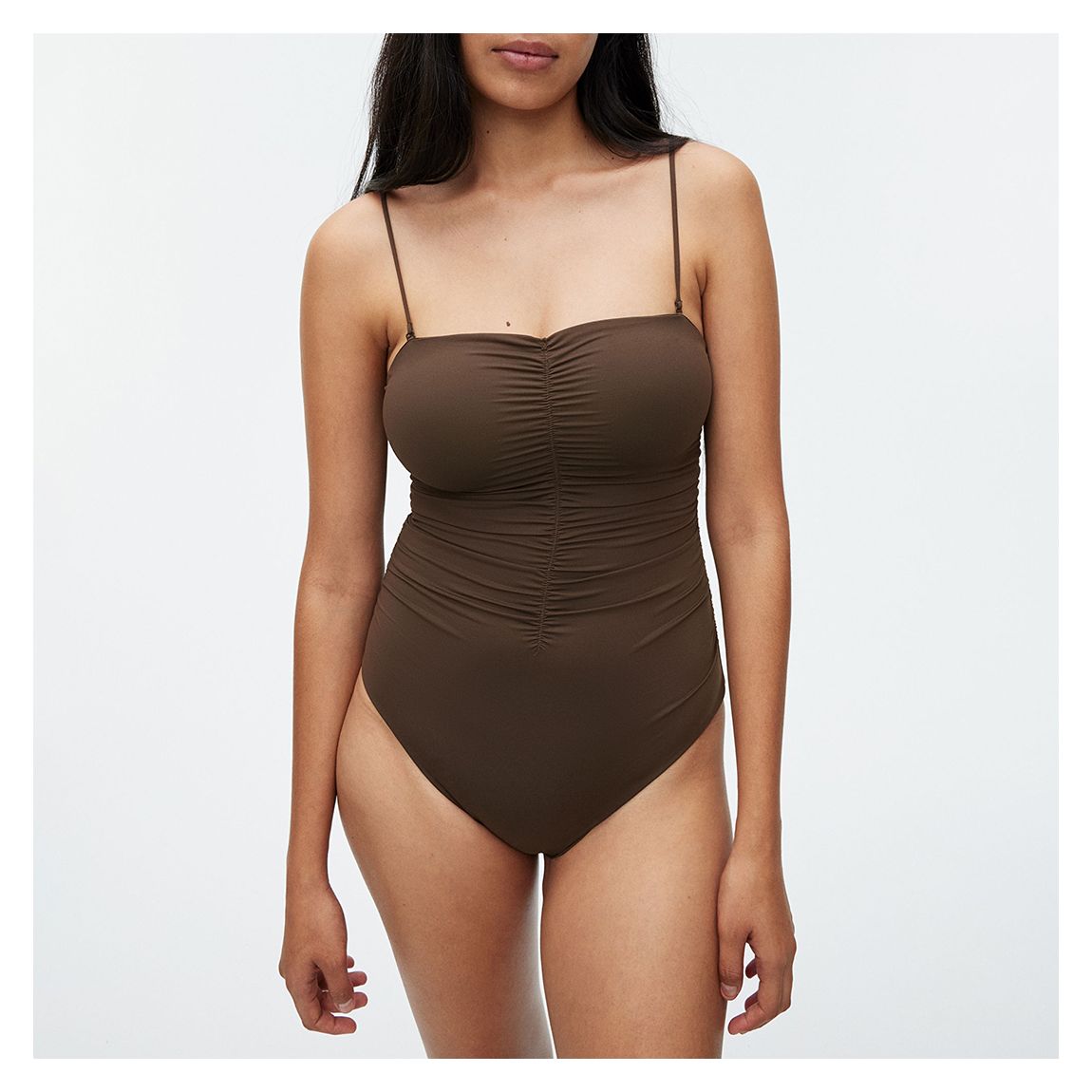 Brown Gathered One Piece Swimsuit main product photo