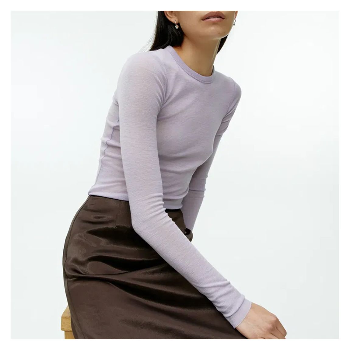 Brown Satin Midi Skirt main product photo