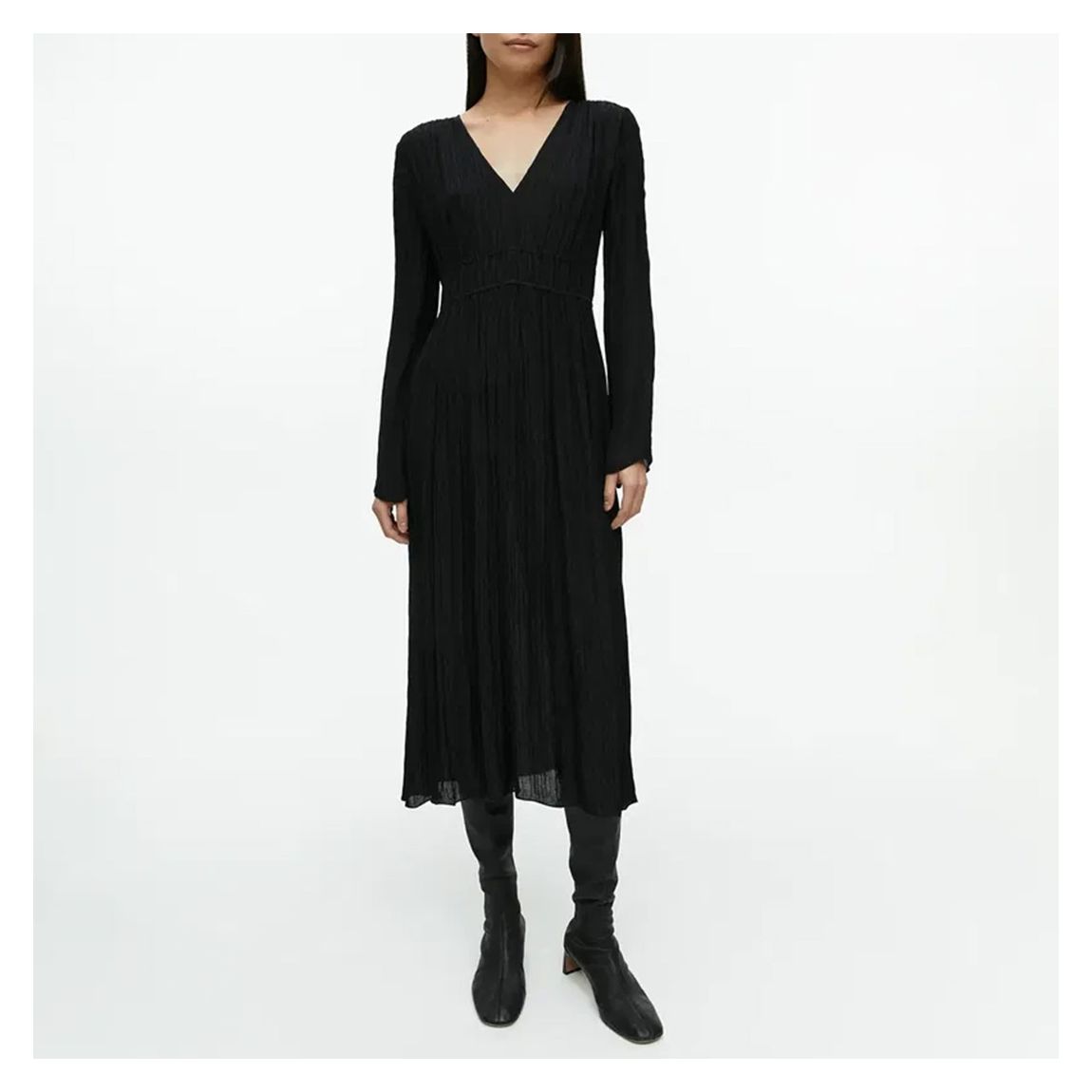 Black Boho V Neck Midi Dress main product photo