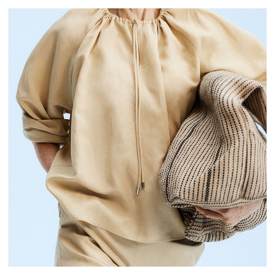 Yellow Drawstring Neck Blouse main product photo