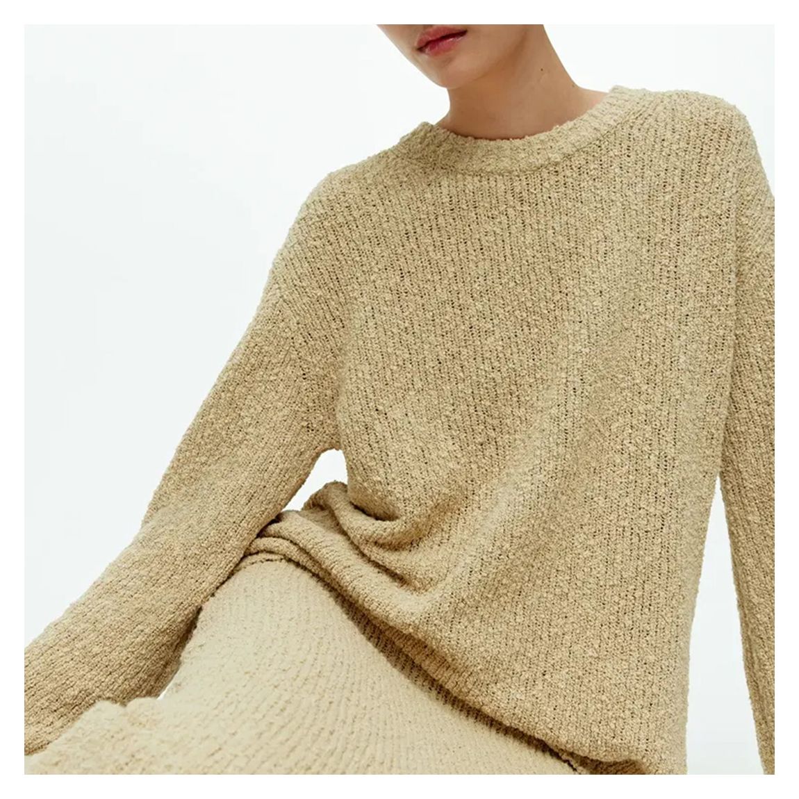 Beige Open Knit Oversized Jumper main product photo