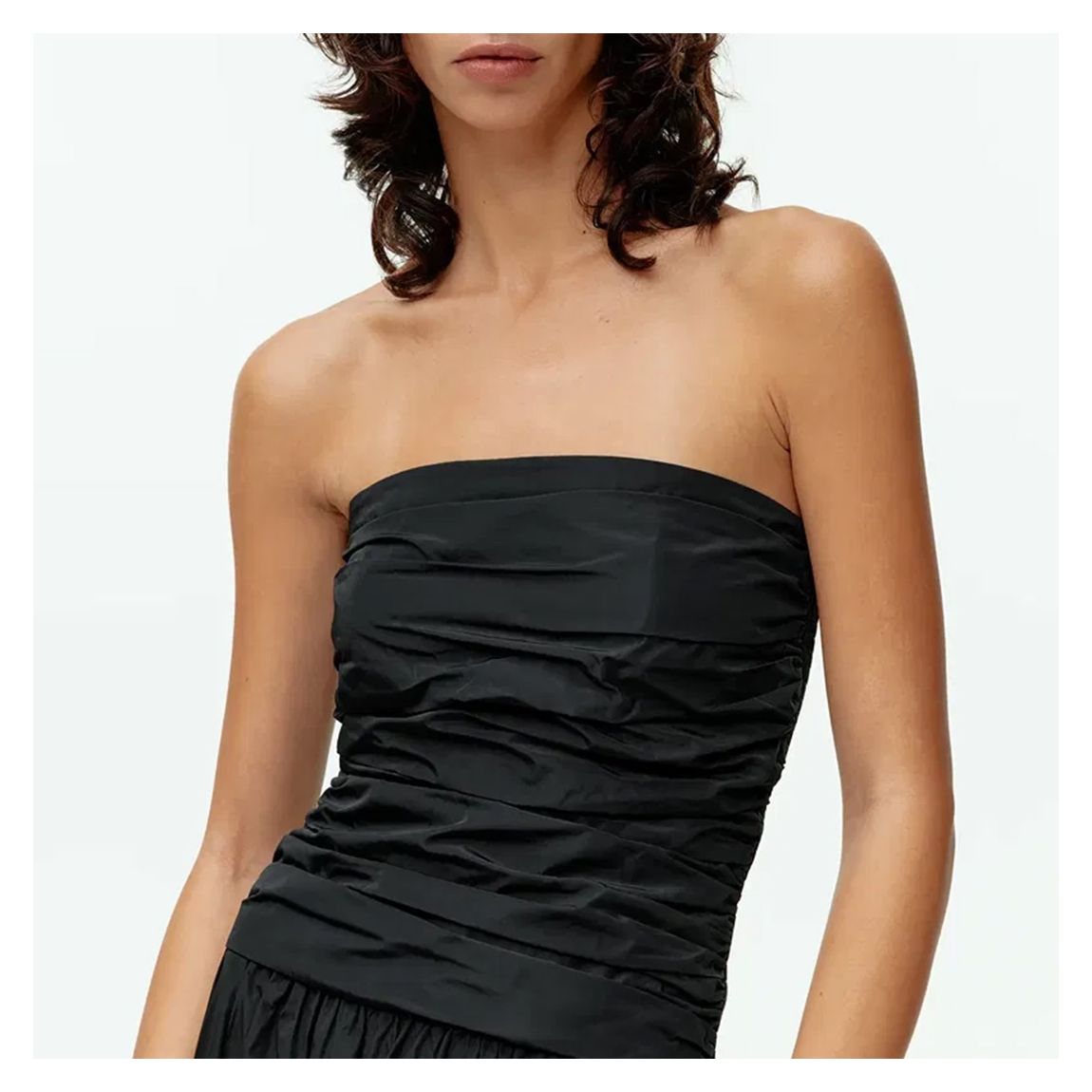 Black Ruffled Strapless Top main product photo