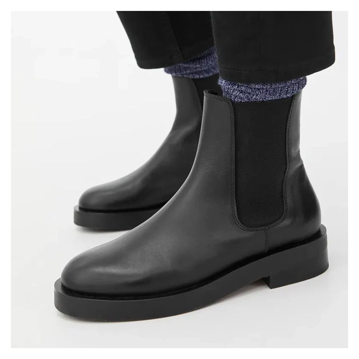 Black Slip on Leather Boot main product photo