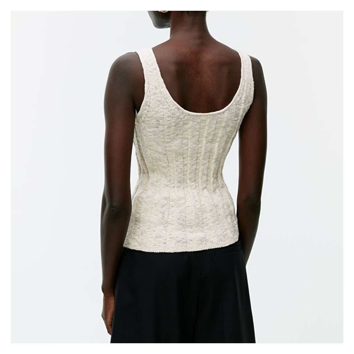 Ecru Meshed Tank Top main product photo
