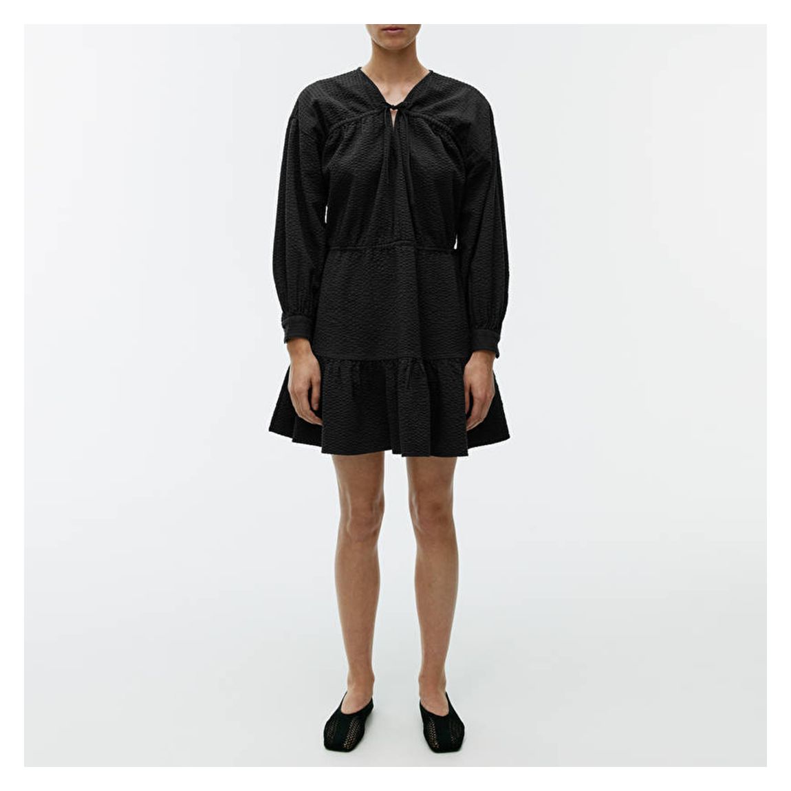 Black Shirt Ruffle Dress main product photo
